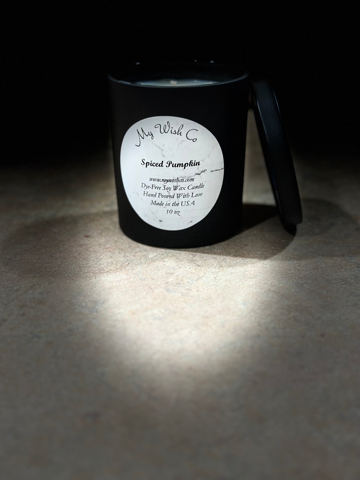 Spiced Pumpkin: Dye-Free Non-Toxic Soy Candle - 10 oz Black Jar - mywishco.com