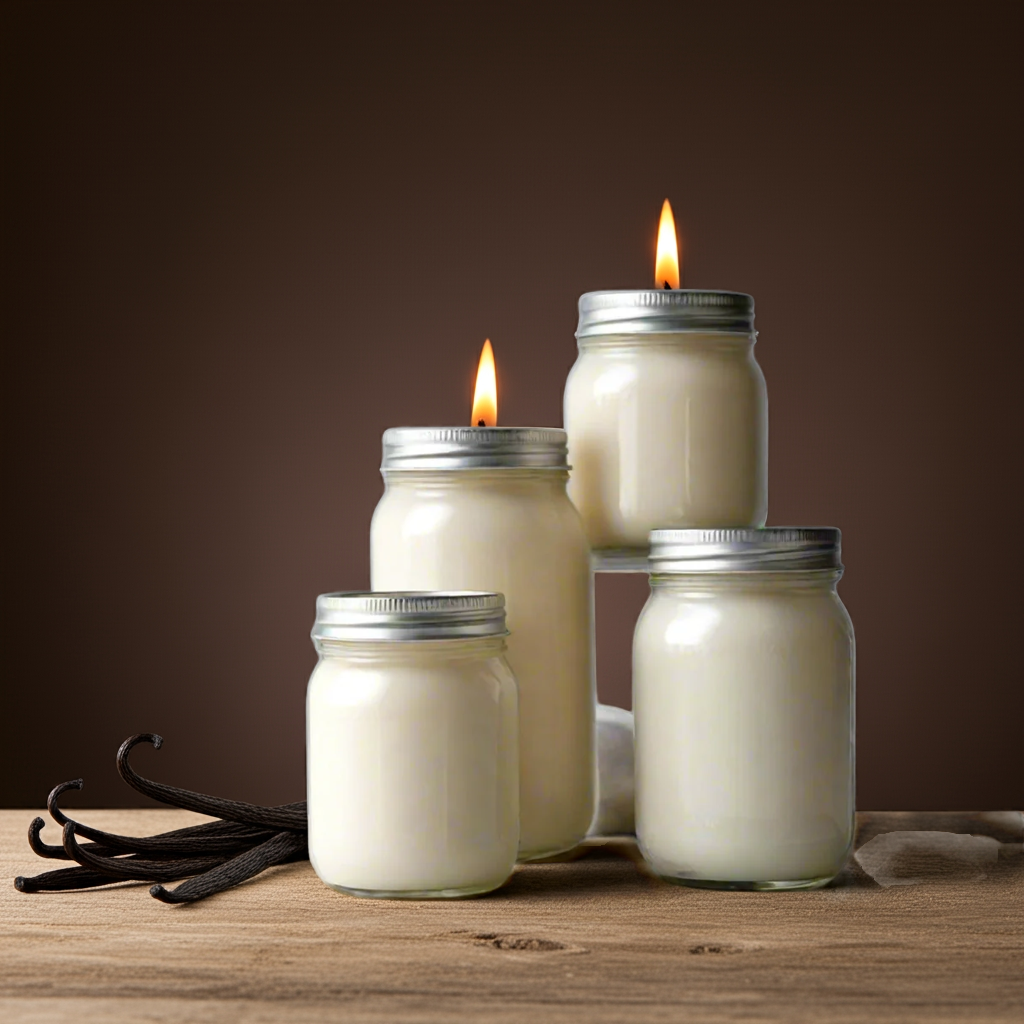 Vanilla Pure: Dye-Free Non-Toxic Soy Candle 16 oz - Mason Jar - mywishco.com