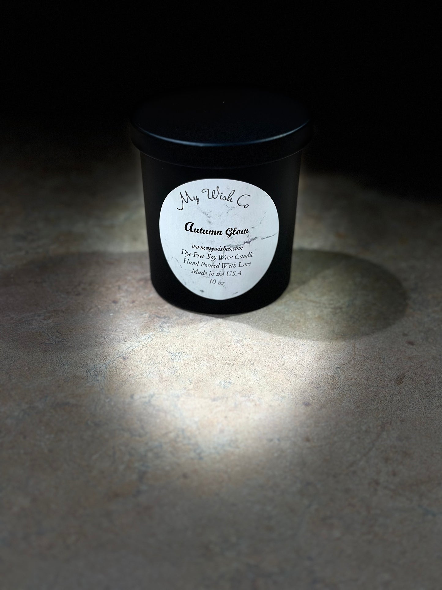 Autumn Glow 10 oz Black Jar Dye-Free Soy Wax Candle