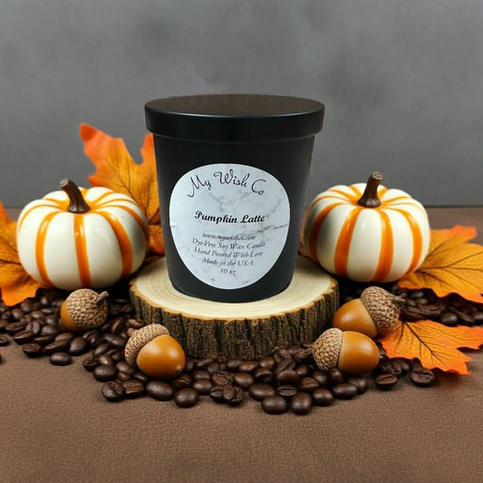 Pumpkin Latte Soy Wax Candle | 10 oz Eco-Friendly, Non-Toxic, Dye-Free - mywishco.com