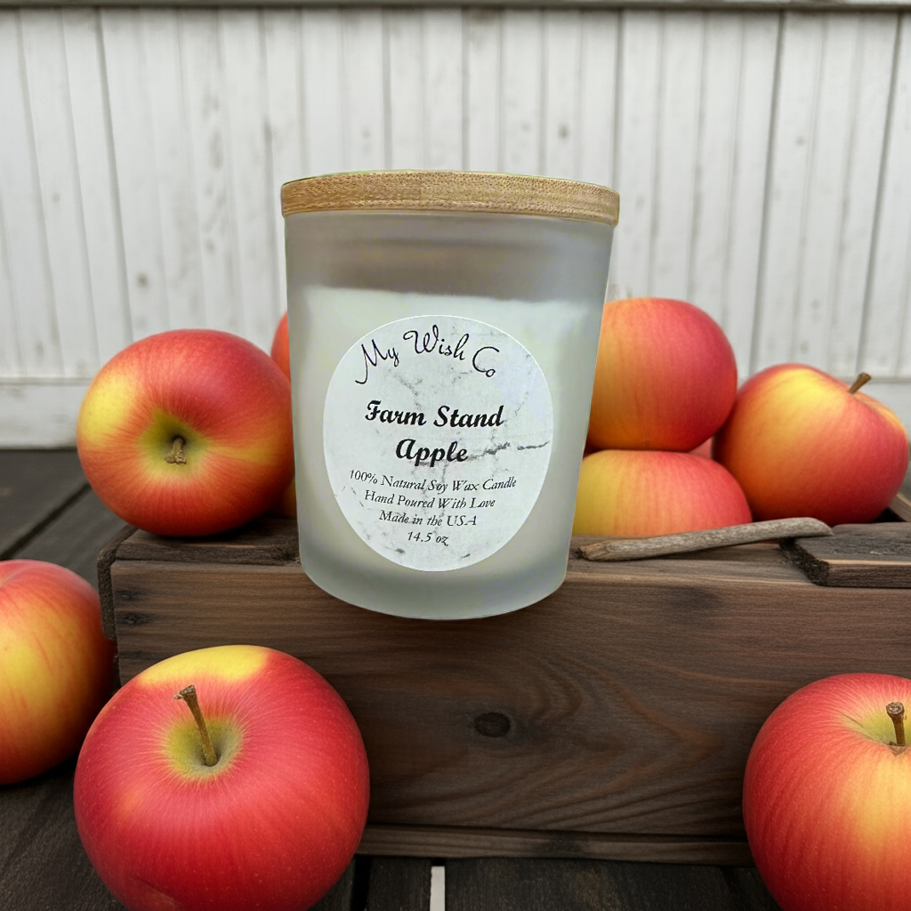 Farm Stand Apple: Dye-Free Non-Toxic Soy Candle (14.5 oz) - mywishco.com