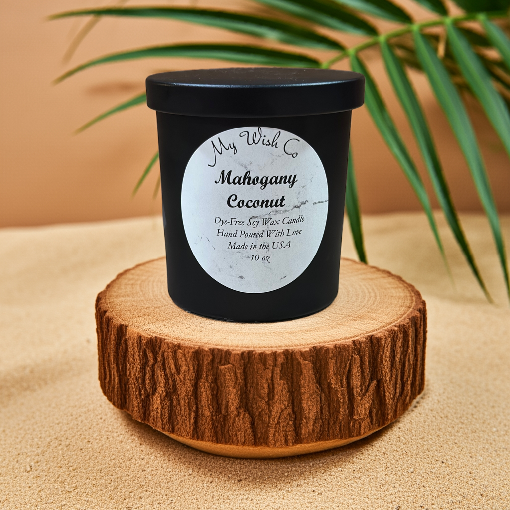 Mahogany Coconut: Dye-Free Non-Toxic Soy Candle - 10 oz