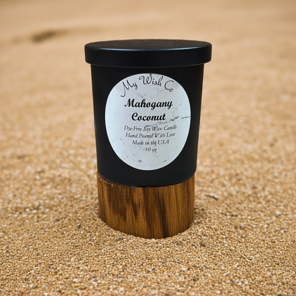 Mahogany Coconut: Dye-Free Non-Toxic Soy Candle - 10 oz