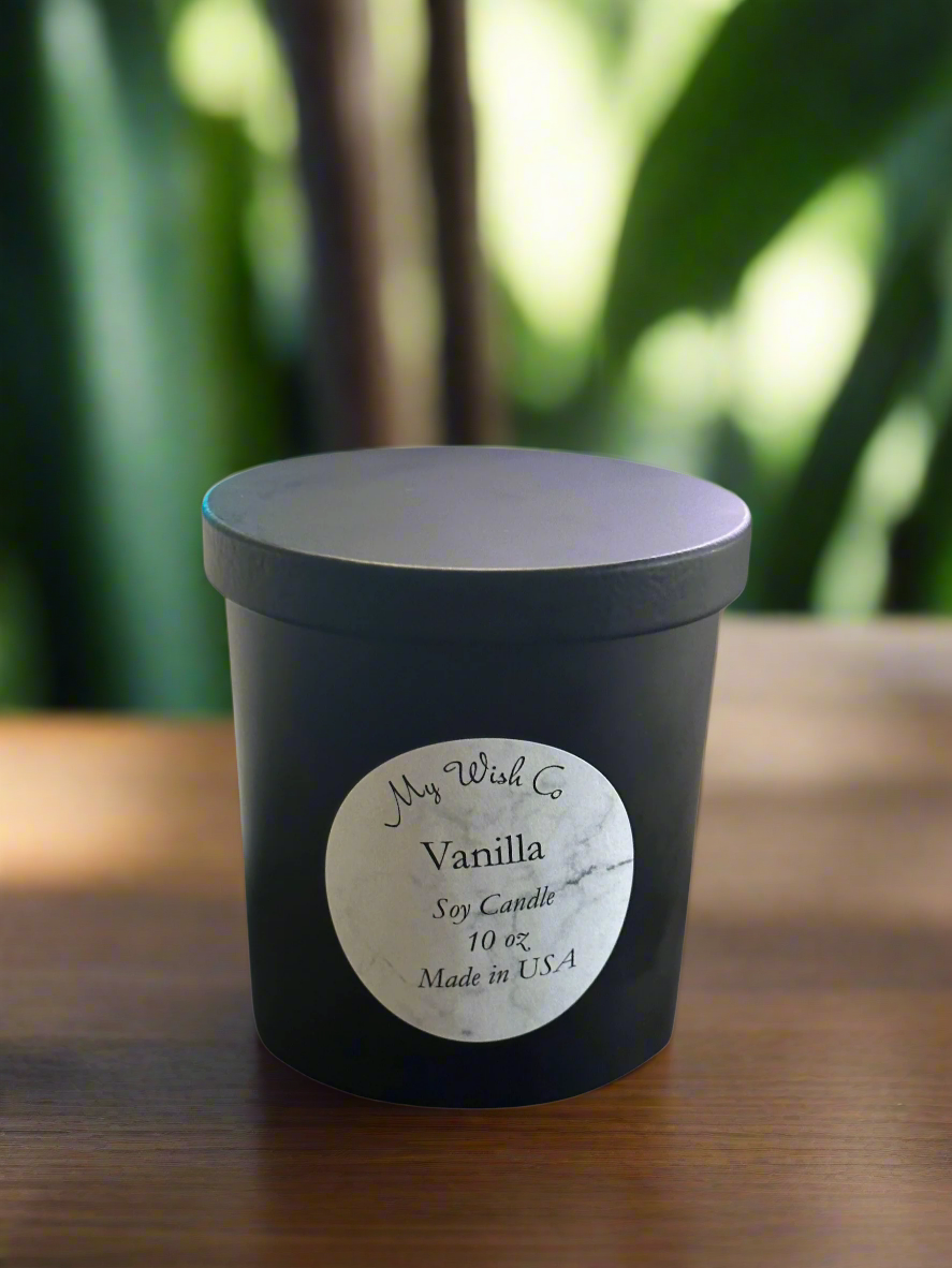 Vanilla Buttery Black Matte 10 oz Jar Candle - mywishco.com