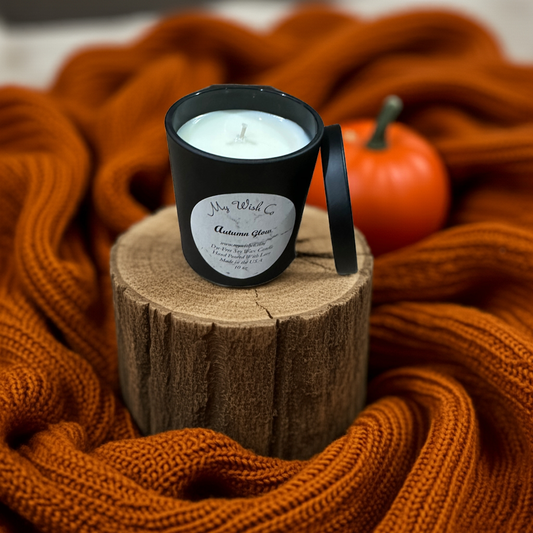 Autumn Glow 10 oz Black Jar Dye-Free Soy Wax Candle