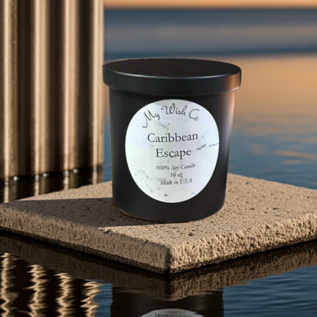 Caribbean Escape: Dye-Free Non-Toxic Soy Candle 10 oz - mywishco.com