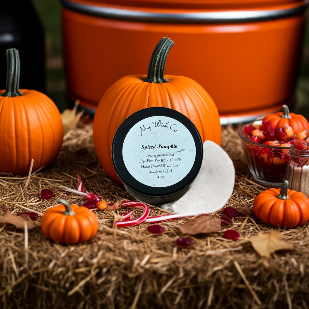 Black 4 oz Tin Spiced Pumpkin Scented Candle