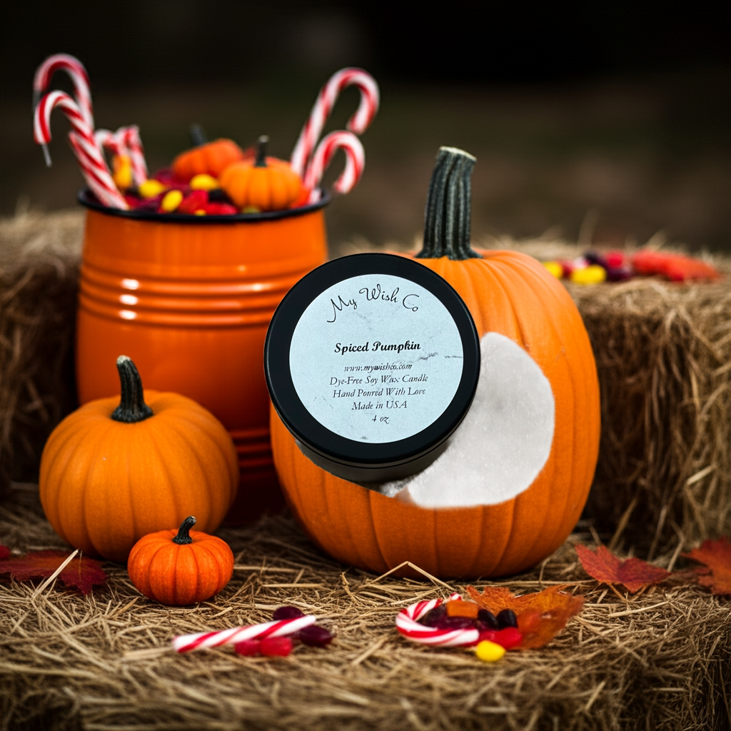 Black 4 oz Tin Spiced Pumpkin Scented Candle