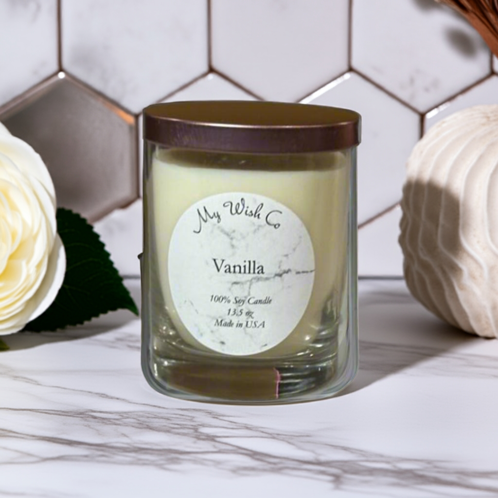 Vanilla Pure: Dye-Free Non-Toxic Soy Candle 13.5 oz - mywishco.com