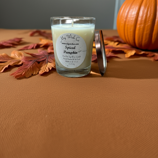 Spice Pumpkin Candle with Clear Jar with brown lid