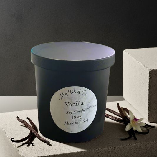 Vanilla Pure: Dye-Free Non-Toxic Soy Candle  10 oz Black Matte - mywishco.com