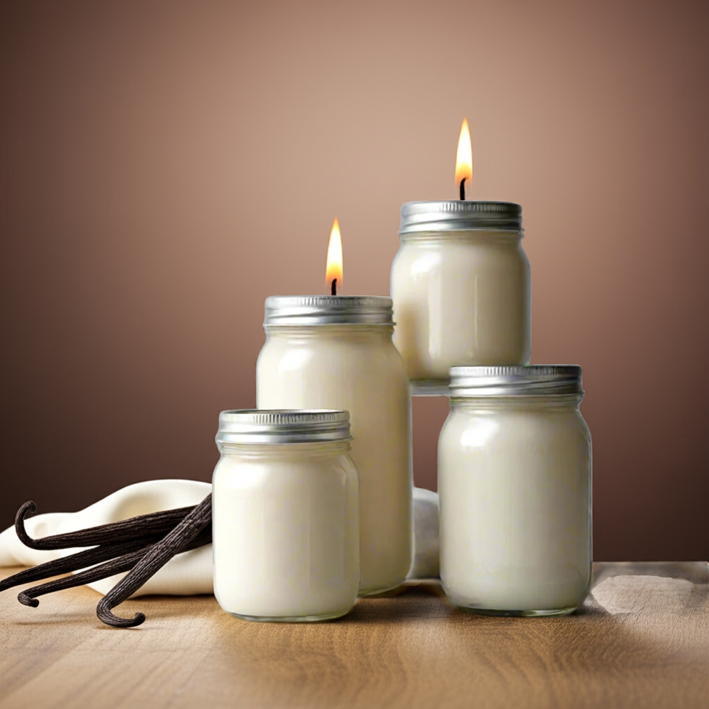 Vanilla Pure: Dye-Free Non-Toxic Soy Candle 16 oz - Mason Jar - mywishco.com