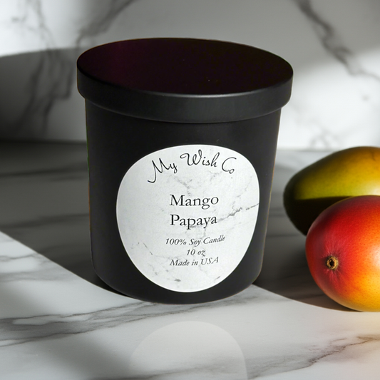 Mango Papaya: Dye-Free Non-Toxic Soy Candle 10 oz - mywishco.com