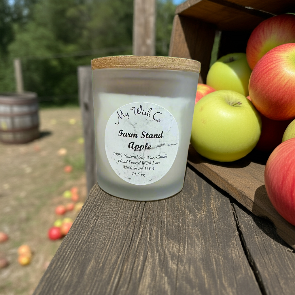 Farm Stand Apple: Dye-Free Non-Toxic Soy Candle (14.5 oz) - mywishco.com