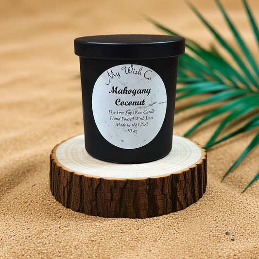 Mahogany Coconut:  Dye-Free Non-Toxic Soy Candle - 10 oz