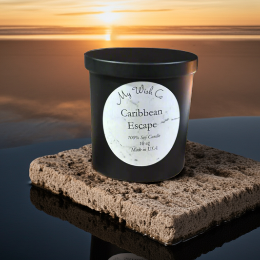 Caribbean Escape:  Dye-Free Non-Toxic Soy Candle 10 oz - mywishco.com