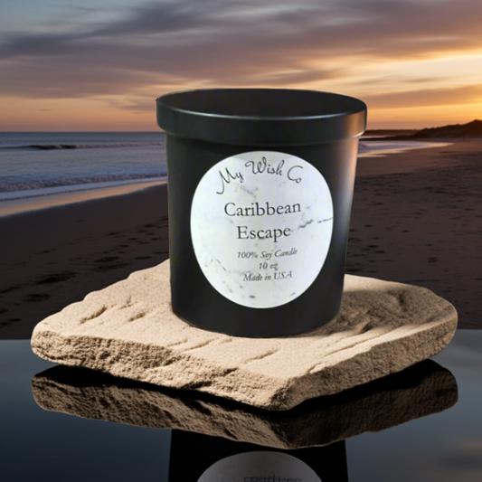 Caribbean Escape:  Dye-Free Non-Toxic Soy Candle 10 oz - mywishco.com