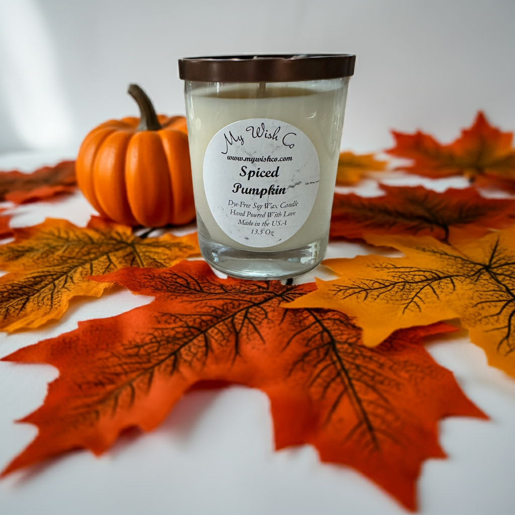 Spice Pumpkin Candle with Clear Jar with brown lid