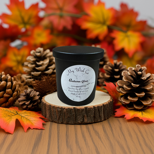 Autumn Glow 10 oz Black Jar Dye-Free Soy Wax Candle
