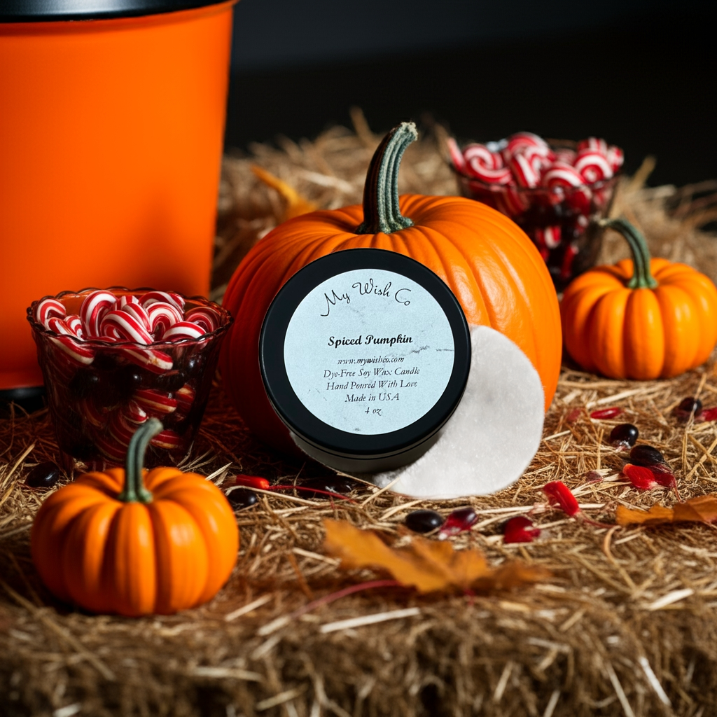 Black 4 oz Tin Spiced Pumpkin Scented Candle
