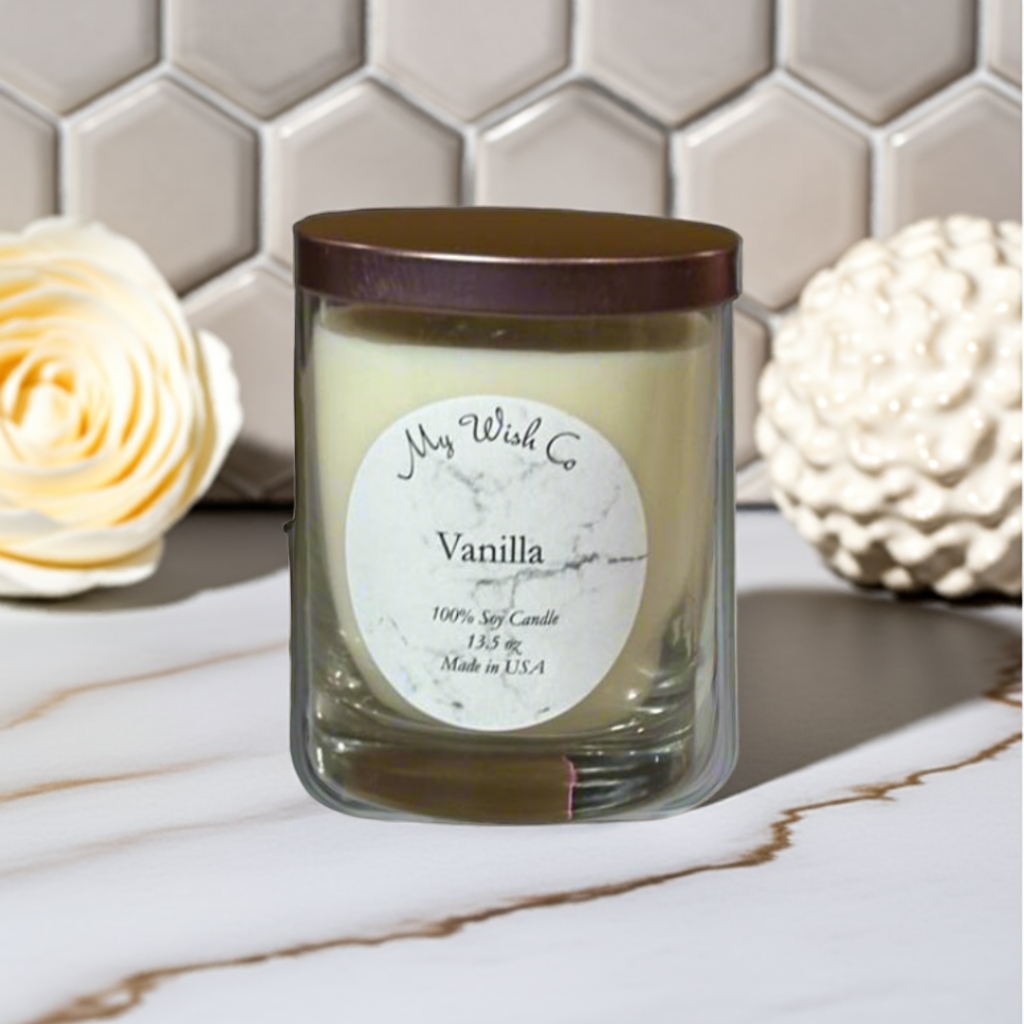Vanilla Pure: Dye-Free Non-Toxic Soy Candle 13.5 oz - mywishco.com