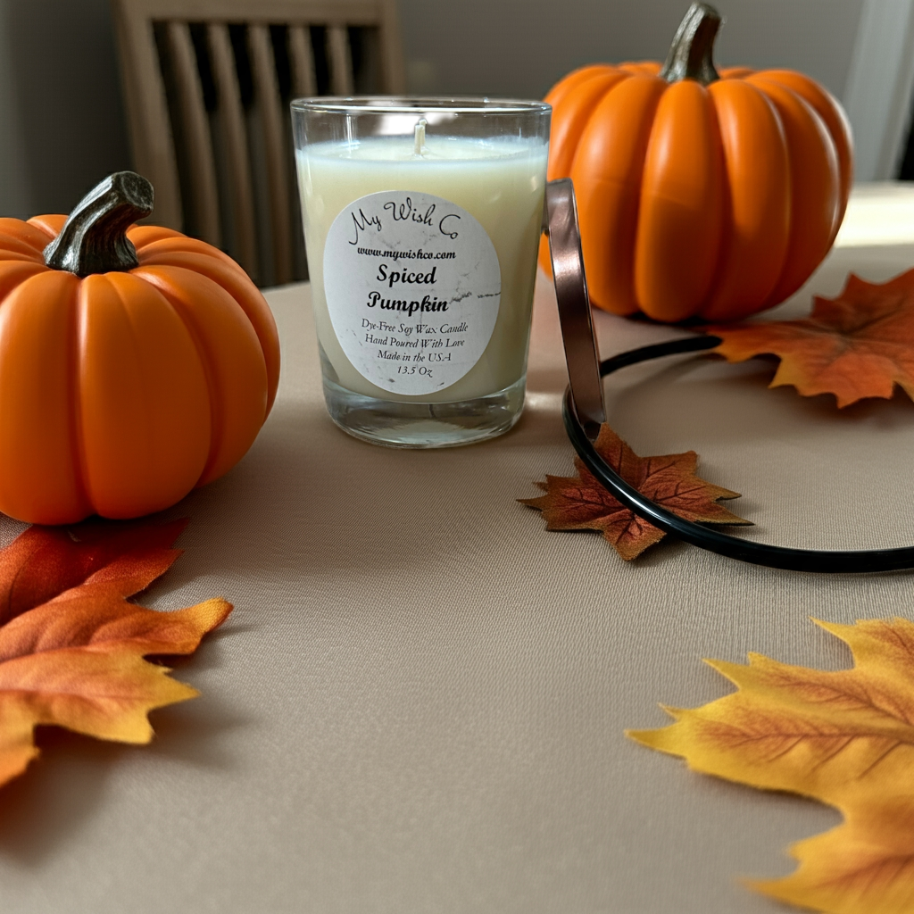 Spice Pumpkin Candle with Clear Jar with brown lid